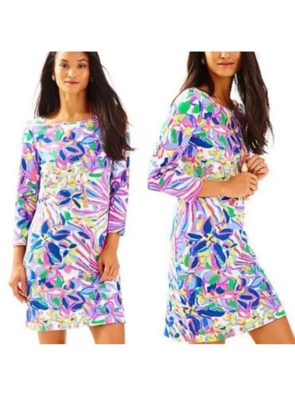 Lilly Pulitzer Multicolor Floral Shift Dress - Pink, Purple, Blue, Green